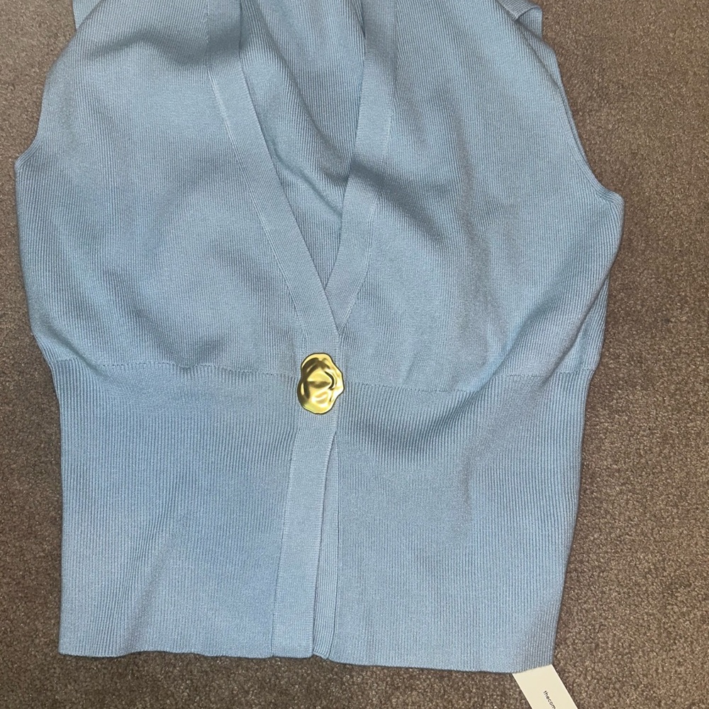 Commense Light Blue Sleeveless Top with Gold Accent - Picture 2 of 4